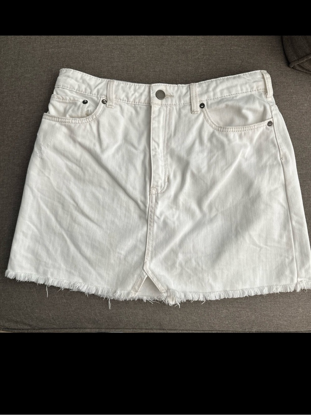 Free People White Frayed Hem Denim Mini Skirt size 8